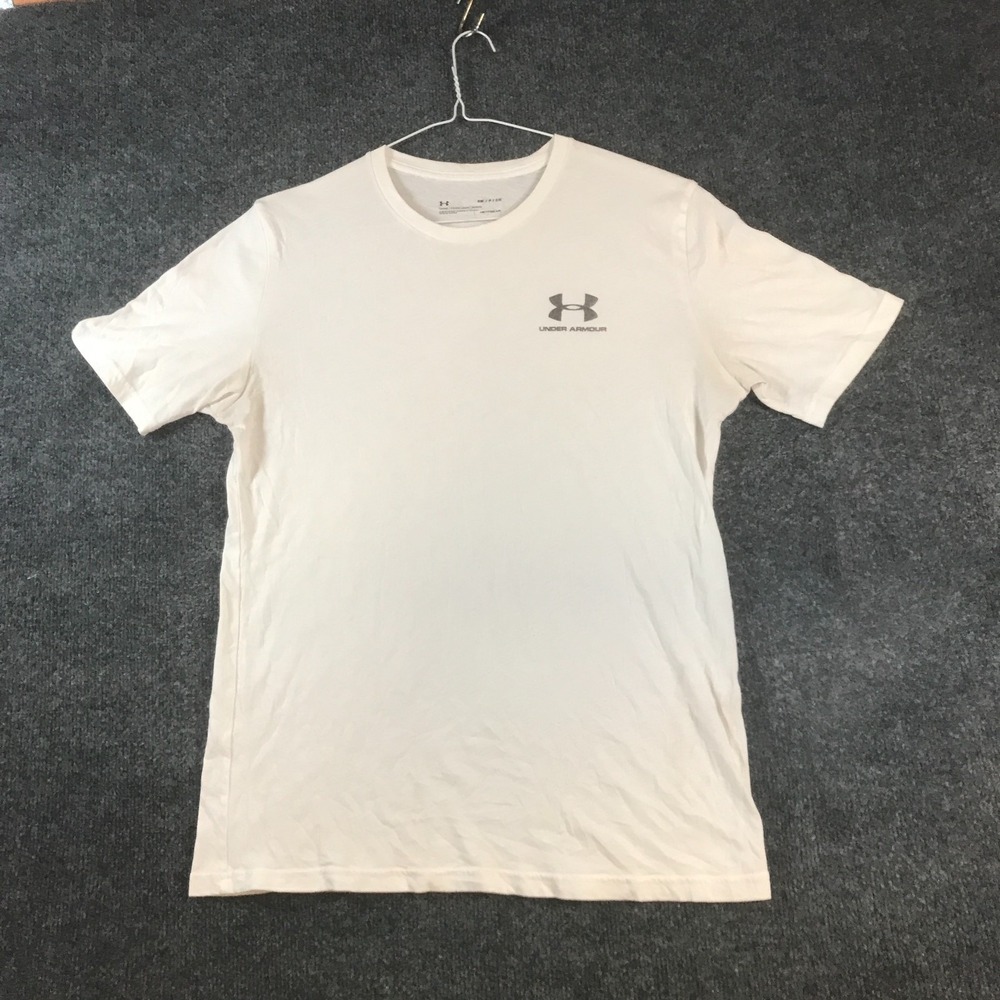 Under Armour T-Shirt Mens Small White Good Heatgear Logo 1326799